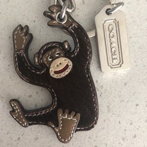 Coach leather monkey key chain